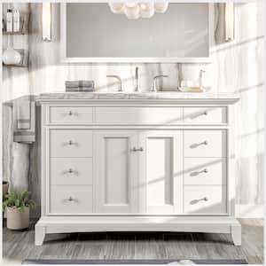 Elite Stamford 48 in. W x 24 in. D x 36 in. H Bath Vanity in White with White Carrara Marble Top with White Sink