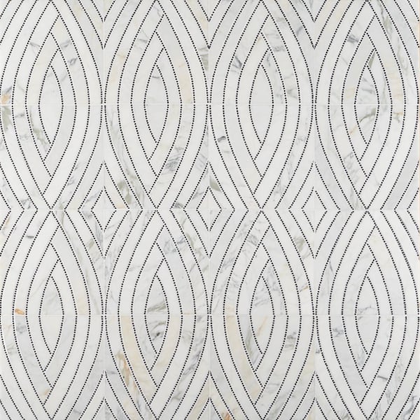 Ivy Hill Tile Krista Watterworth Westgate Leaf White 4 in. x 0.39 in. Polished Marble Floor and Wall Mosaic Tile Sample