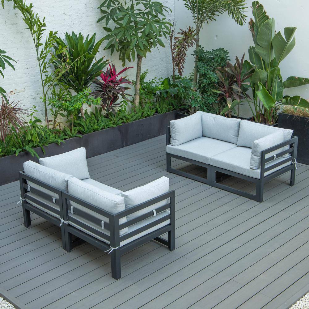 Chelsea Black 4-Piece Aluminum Outdoor Loveseat Set with Light Grey Cushions price history on PriceWatchPro