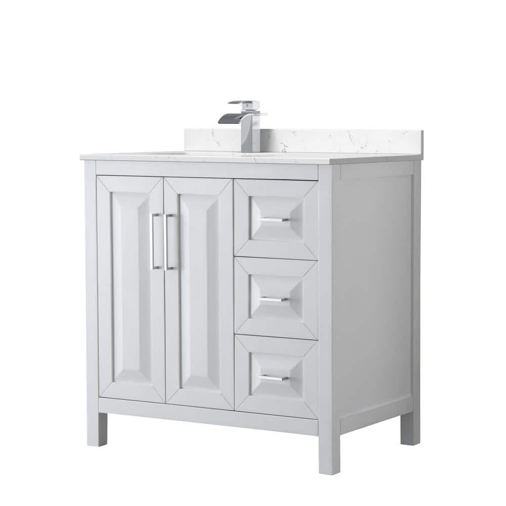 Daria 36 in. W x 22 in. D x 35.75 in. H Single Bath Vanity in White with Carrara Cultured Marble Top price history on PriceWatchPro