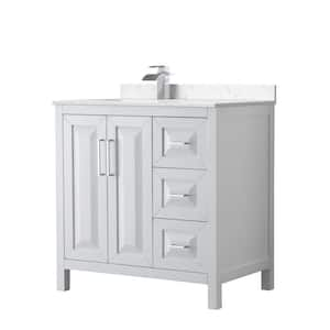 Daria 36 in. W x 22 in. D x 35.75 in. H Single Bath Vanity in White with Carrara Cultured Marble Top