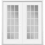 72 in. x 80 in. Primed White Steel Prehung Left-Hand Inswing 15-Lite Clear Glass Patio Door with Brickmold