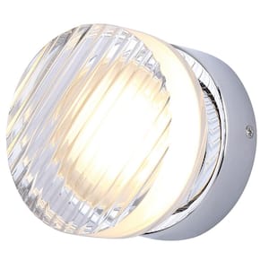 BENNI 5.375 in. 1-Light Chrome Integrated LED Wall-Light with Clear Acrylic Shade, Adjustable Color Temperature