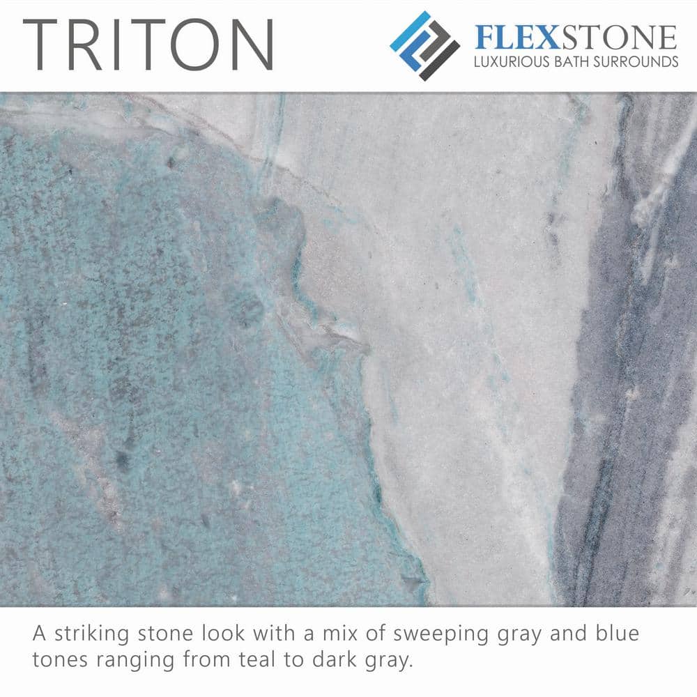Triton Gray Stone-Look 48" x 34" Shower Base with Center Drain