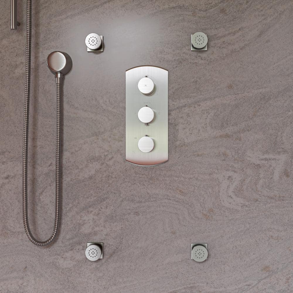Brushed Nickel Round Adjustable Shower Body Spray