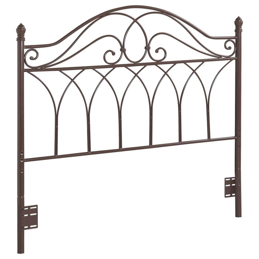 Transitional Full/Queen Metal Scroll Headboard in Rich Brown