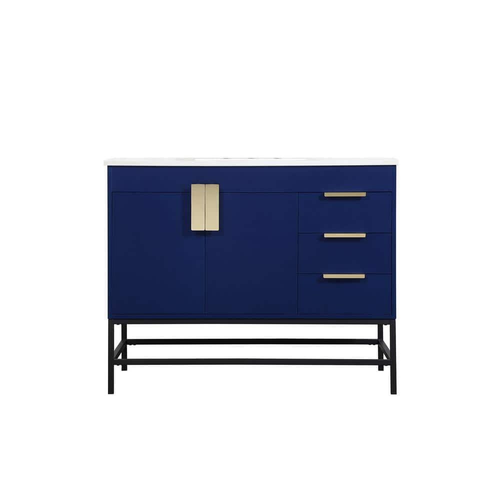 Timeless Home 22 in. W x 42 in. D x 33.5 in. H Bath Vanity in Blue with Ivo