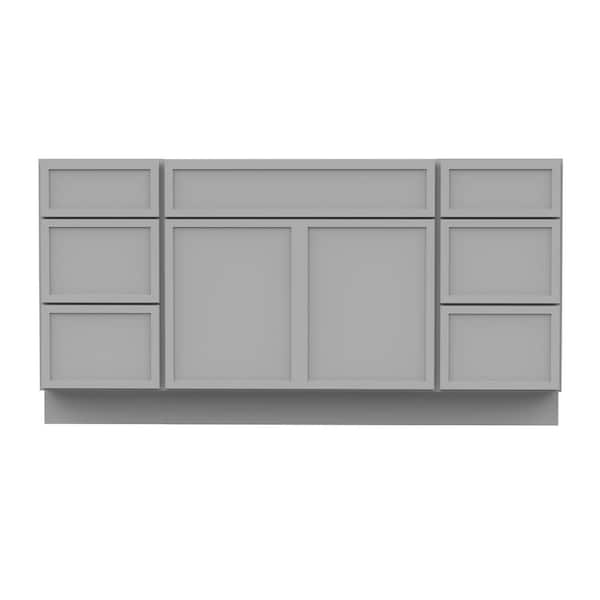 60 in. W x 21 in. D x 32.5 in. H Bath Vanity Cabinet without Top in Gray (Unassembled)