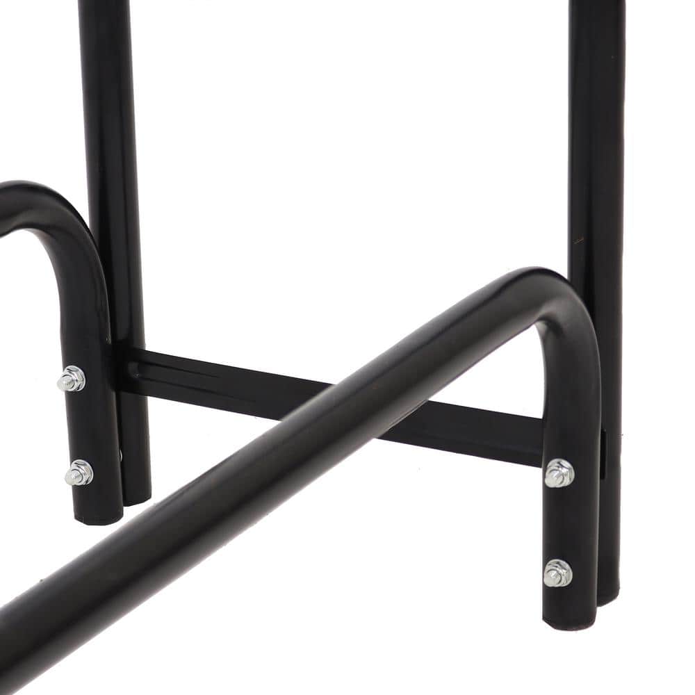 8-Foot Black Powder-Coated Steel Firewood Log Rack