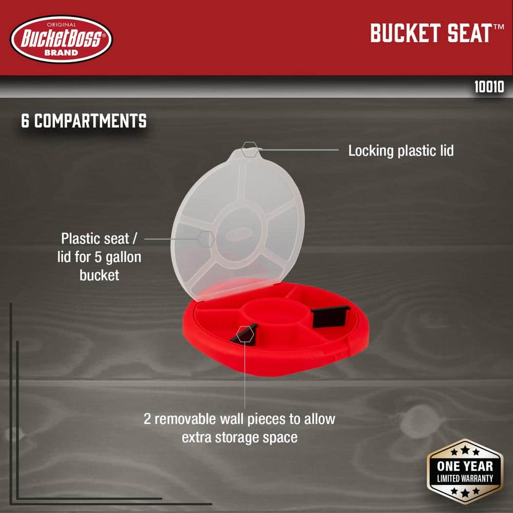 Bucket Boss Red Plastic 6-Compartment Bucket Seat Organizer