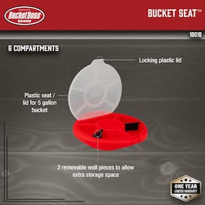 12.25 in. 5 Gal. Bucket Plastic Seat Lid Small Parts Organizer in Red