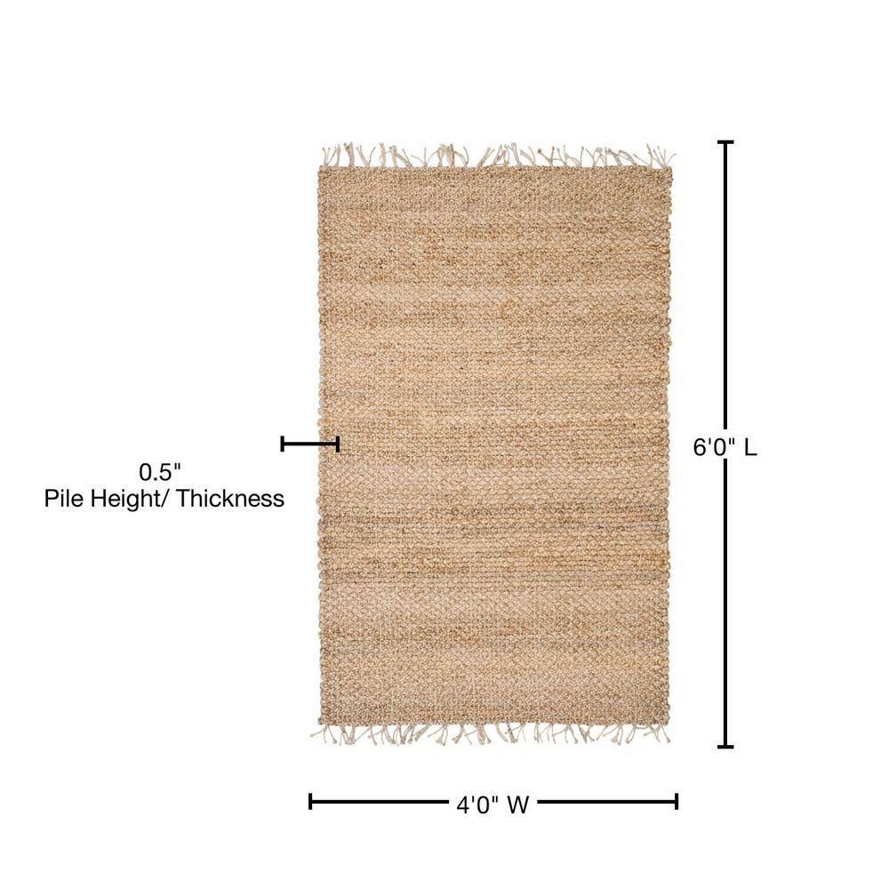 Natural Jute Handwoven Non-slip 4' x 6' Area Rug