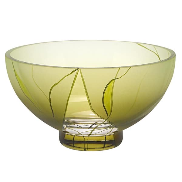 Badash Crystal Evergreen 7 in. Green European Mouth Blown and Hand Decorated Glass Serving Bowl