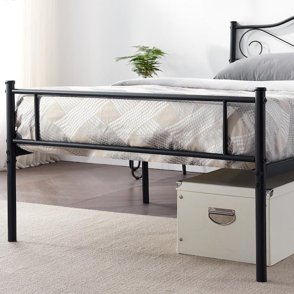 Twin Size 2-Piece Metal Platform Bed Frame Set - No Box Spring Needed, Blue Style 2