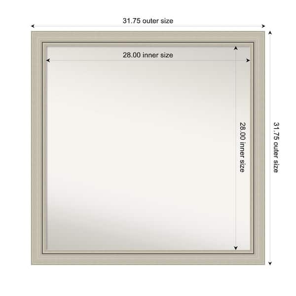 Amanti Art Romano Silver Narrow 31.75 in. x 31.75 in. Custom Non-Beveled Wood Framed Bathroom Vanity Wall Mirror
