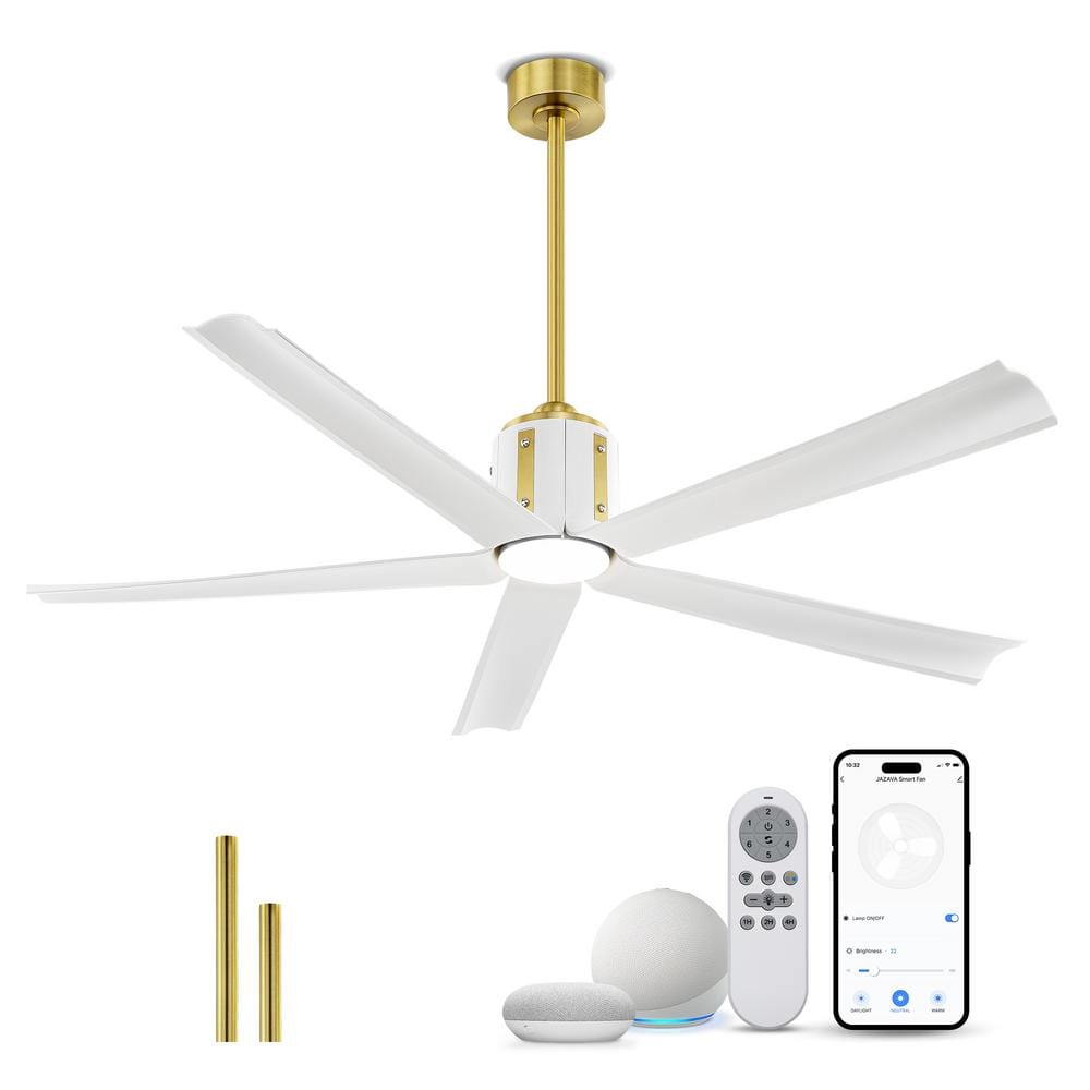60 in. Smart Indoor White and Gold Low Profile Standard Ceiling Fan with Bright White Integrated LED price history on PriceWatchPro