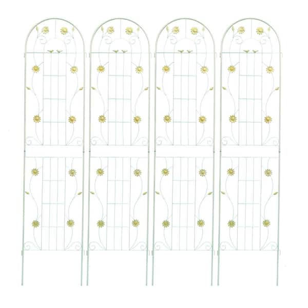 Zeus & Ruta 86.7 in. White Metal Garden Trellis Rustproof Trellis for Climbing Plants Outdoor Flower Support (4-Pack)