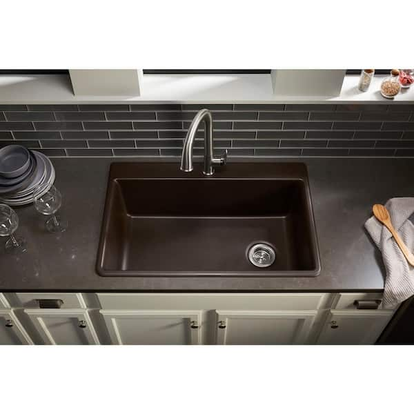 KOHLER Kennon Neoroc Matte Grey Granite Composite 33 in. 1-Hole Single Bowl  Drop-In/Undermount Kitchen Sink K-RH8437-1-CM4 - The Home Depot