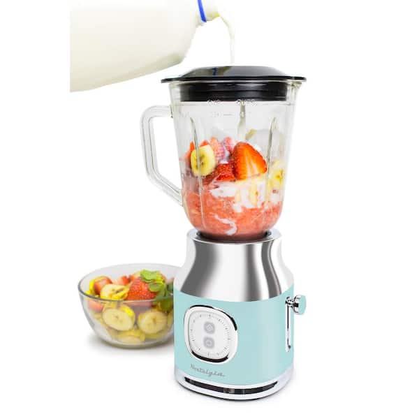 Classic Retro Electric Pulse Blender for Shakes and Smoothies - With 1  Liter Glass Pitcher (Yellow) 