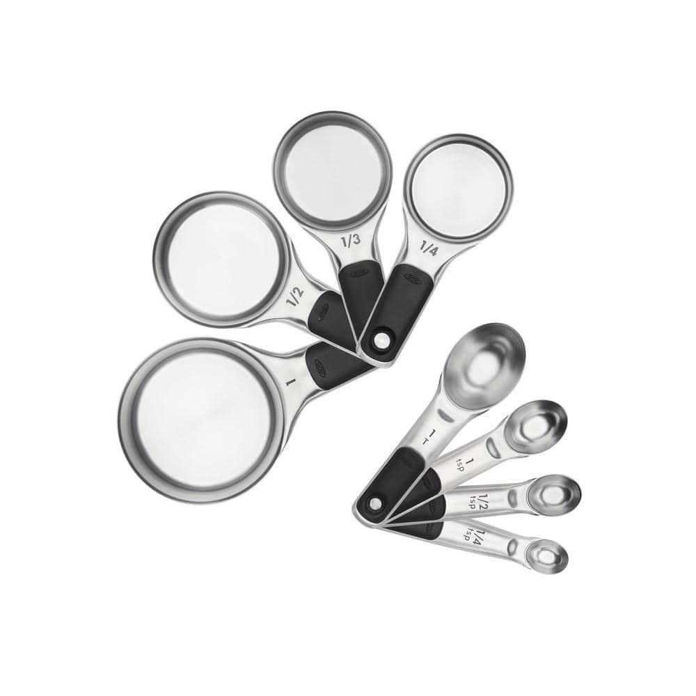 8-Piece Stainless Steel Measuring Cup and Spoons Set with Soft Comfortable 