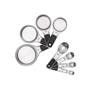 8 Piece Stainless Steel Measuring Cup and Spoons Set with Soft Comfortable Handles