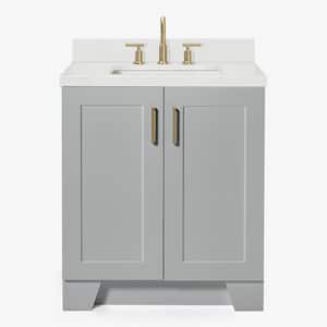 Taylor 30.25 in. W x 22 in. D x 36 in. H Single Sink Freestanding Bath Vanity in Grey with Carrara Quartz Top