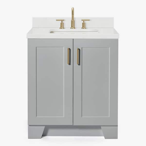 Taylor 30 in. W x 22 in. D x 36 in. H Single Sink Freestanding Bath Vanity in Gray with Carrara Quartz Top