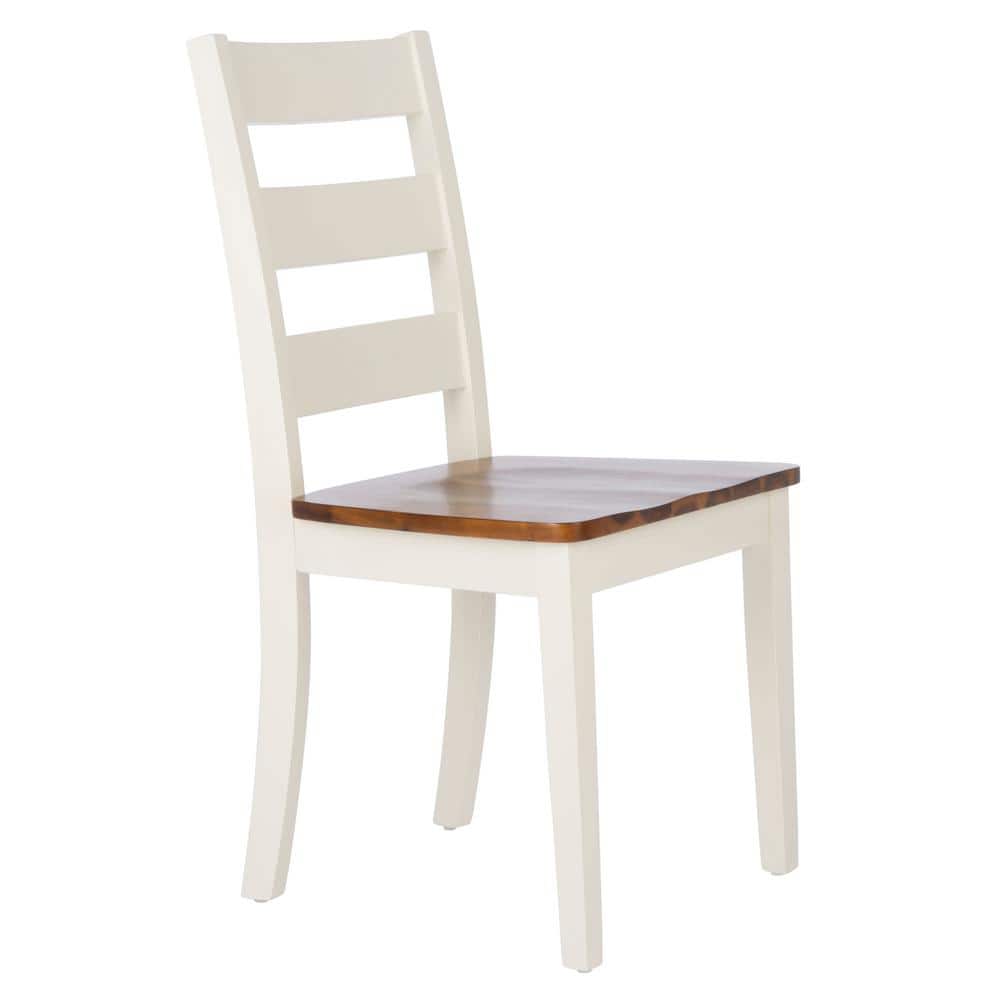 Silio White and Natural Ladder Back Dining Chairs, Set of 2