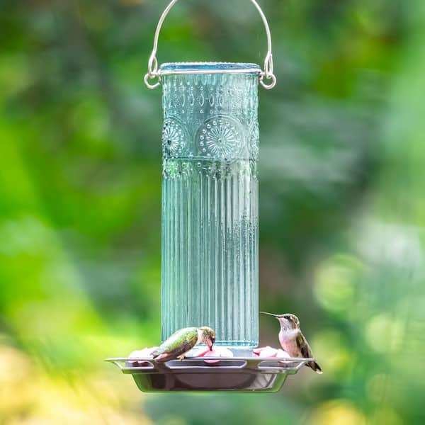 Nature's Way Teal Antique Glass Hummingbird Glass Feeder 28 oz ANTGHF2-IP