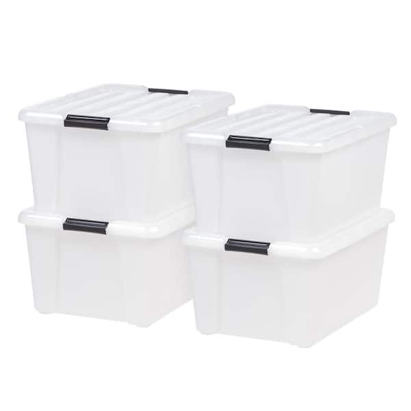 45 Qt./11.25 Gal. Buckle Up Storage Box, Pearl (4-Pack)