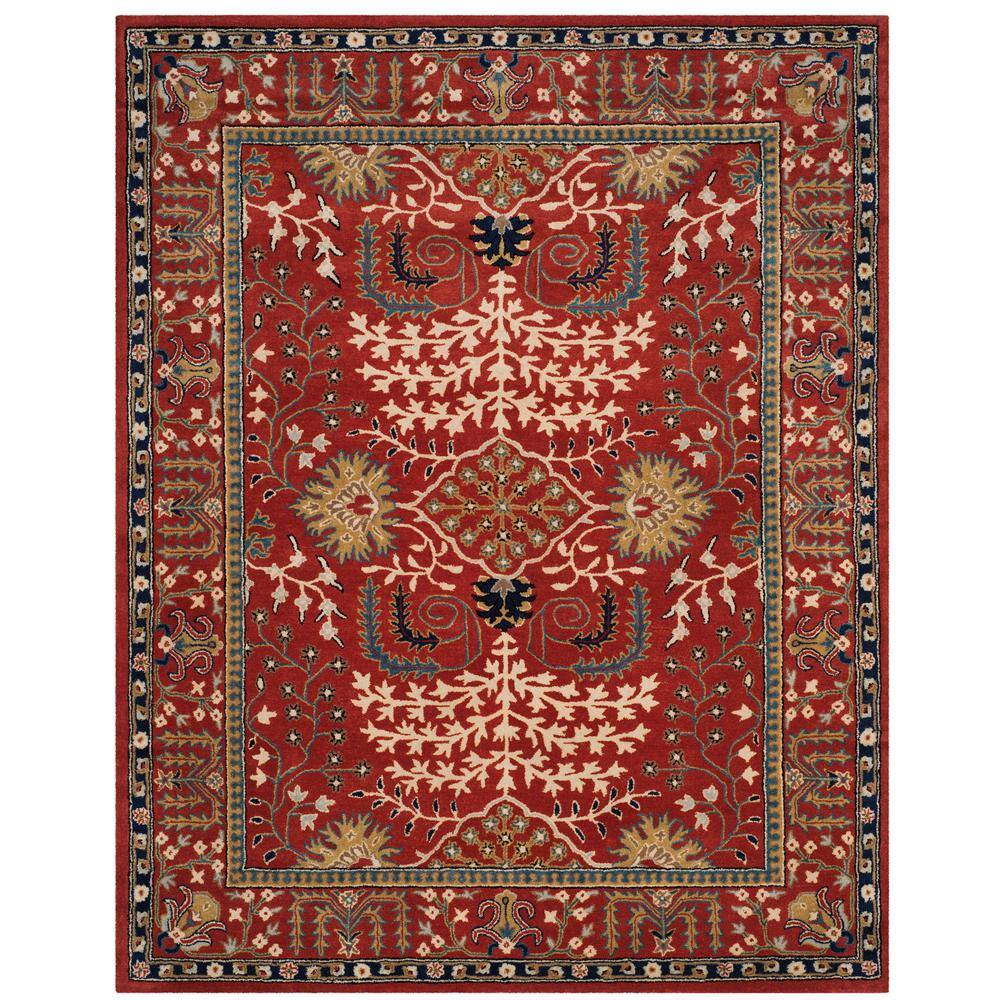 SAFAVIEH Antiquity Red/Multi 8 ft. x 10 ft. Border Area Rug AT64A-8 ...