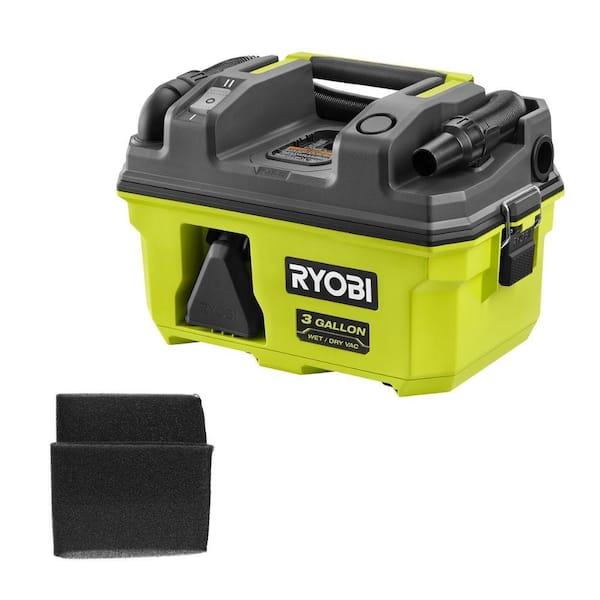 RYOBI ONE+ 18V LINK Cordless 3 Gal. Wet/Dry Vacuum (Tool Only) with Small Wet/Dry Foam Filters (2-Pack)