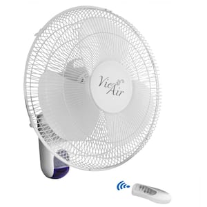 16 in. White 3 Speed Plastic Wall Fan with Remote Control
