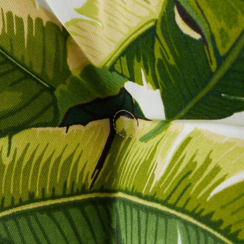 Palm Leaves Green and White High Back Outdoor Chair Cushions Set