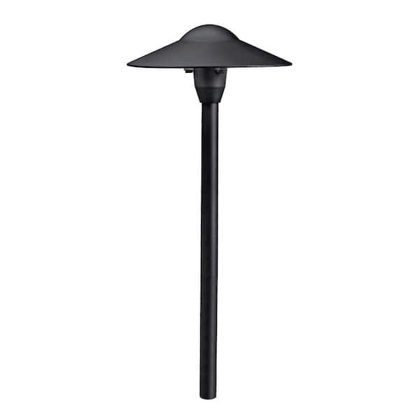 Low Voltage 8 in. Textured Black Hardwired Weather Resistant Dome Path Light with No Bulbs Included