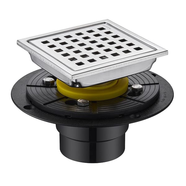 4 in. x 4 in. Stainless Steel Square Shower Floor Drain in Stainless Steel