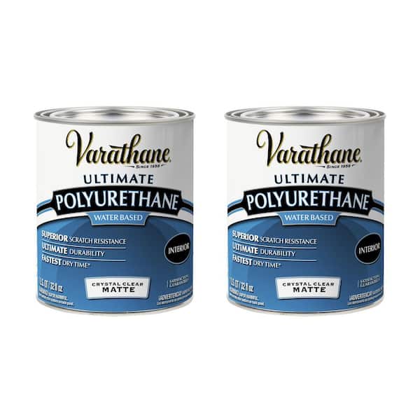 Varathane 1 Quart Clear Flat/Matte Water-Based Interior Shellac, Lacquer & Polyurethane (2-Pack)