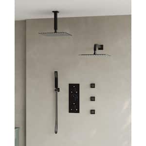 8-Spray Patterns  Fixed and Handheld Shower Head with 12 in. Wall Mount in Matte Black