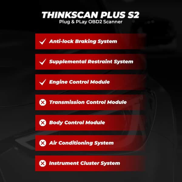 Thinkcar S5 Auto OBD2 Scanner Code Reader SRS/ABS/Transmission Diagnostic  Tool