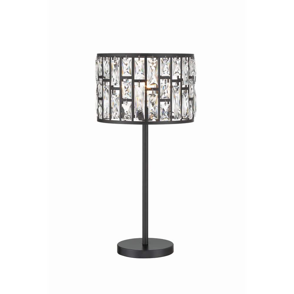 Hampton Bay Kristella 24 in. Black Table Lamp with Chrystal Shade 45431