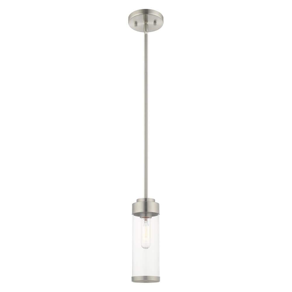 Brushed Nickel Mini Pendant with Clear Glass Shade