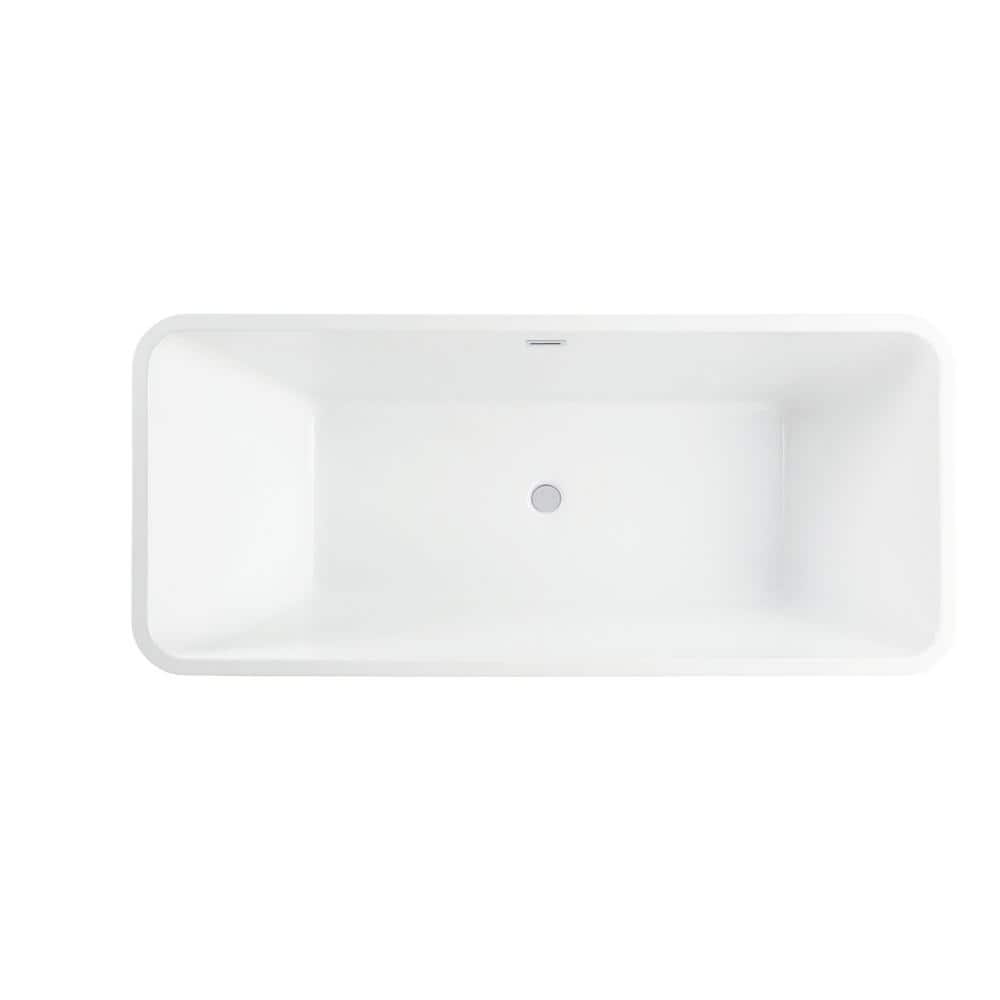 67'' Pure White Acrylic Freestanding Soaking Bathtub