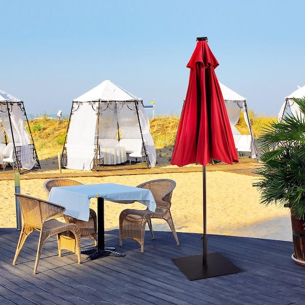 40 lbs. Square Weighted Patio Umbrella Base Stand Outdoor with 3 Adapters Black