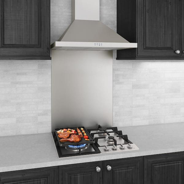 oudain 24 by 30 Inch Reversible Stainless Steel Backsplash Metal Backsplash  Kitchen Backsplash Behind Stove Metal