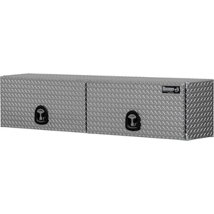 16 in. x 13 in. x 72 in. Diamond Tread Aluminum Top Mount Truck Tool Box with Flip-Up Doors