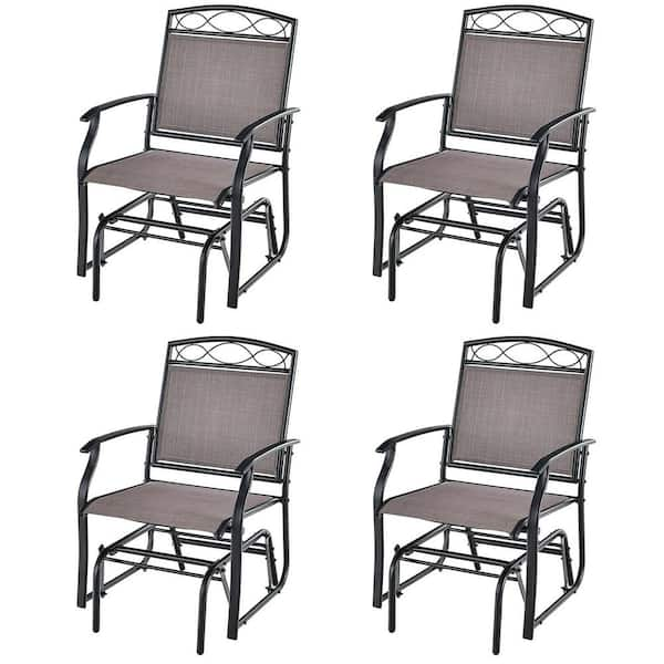 Gymax Metal Outdoor Glider 4Pieces Patio Swing Chairs Set of 2