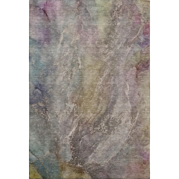 Mayfield Premium Machine Washable Abstract AMF2307 Beige 9 ft. x 12 ft. Area Rug