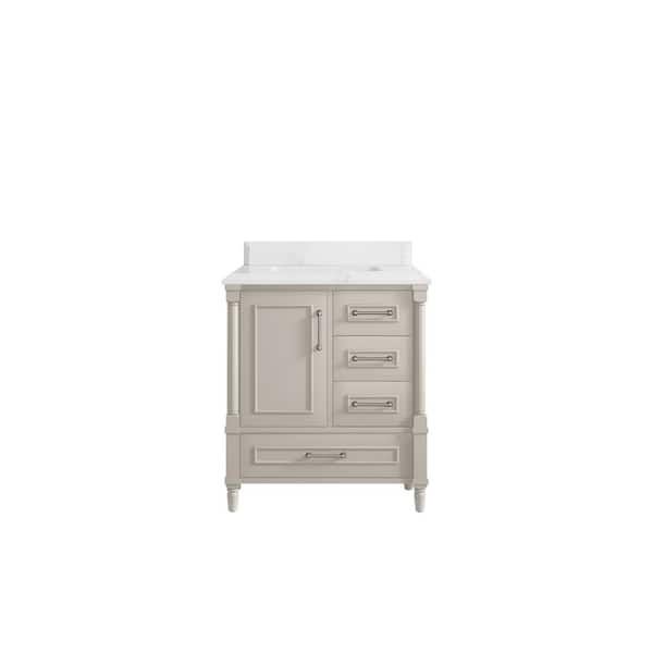 Willow Collections Hudson 30 in. W x 22 in. D x 36 in. H Single Sink Bath Vanity Center in Fine Grain with 1.5 in. Empire White Qt. Top
