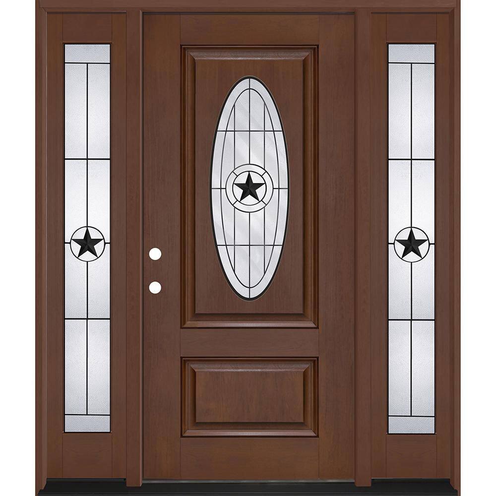 Regency 64 in.x 80 in. 3/4L Oval Alamo Glass RHIS Chstnt Mahogany Fiberglass Prehung Front Door w/12 in.-Full SLs 4-9/16 price history on PriceWatchPro