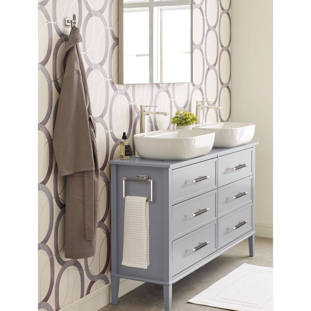 Polished Nickel and Gunmetal Wall Mounted Towel Ring